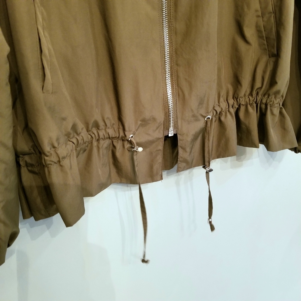 Zara Basic Army Green Zip-Up Jacket - image 6